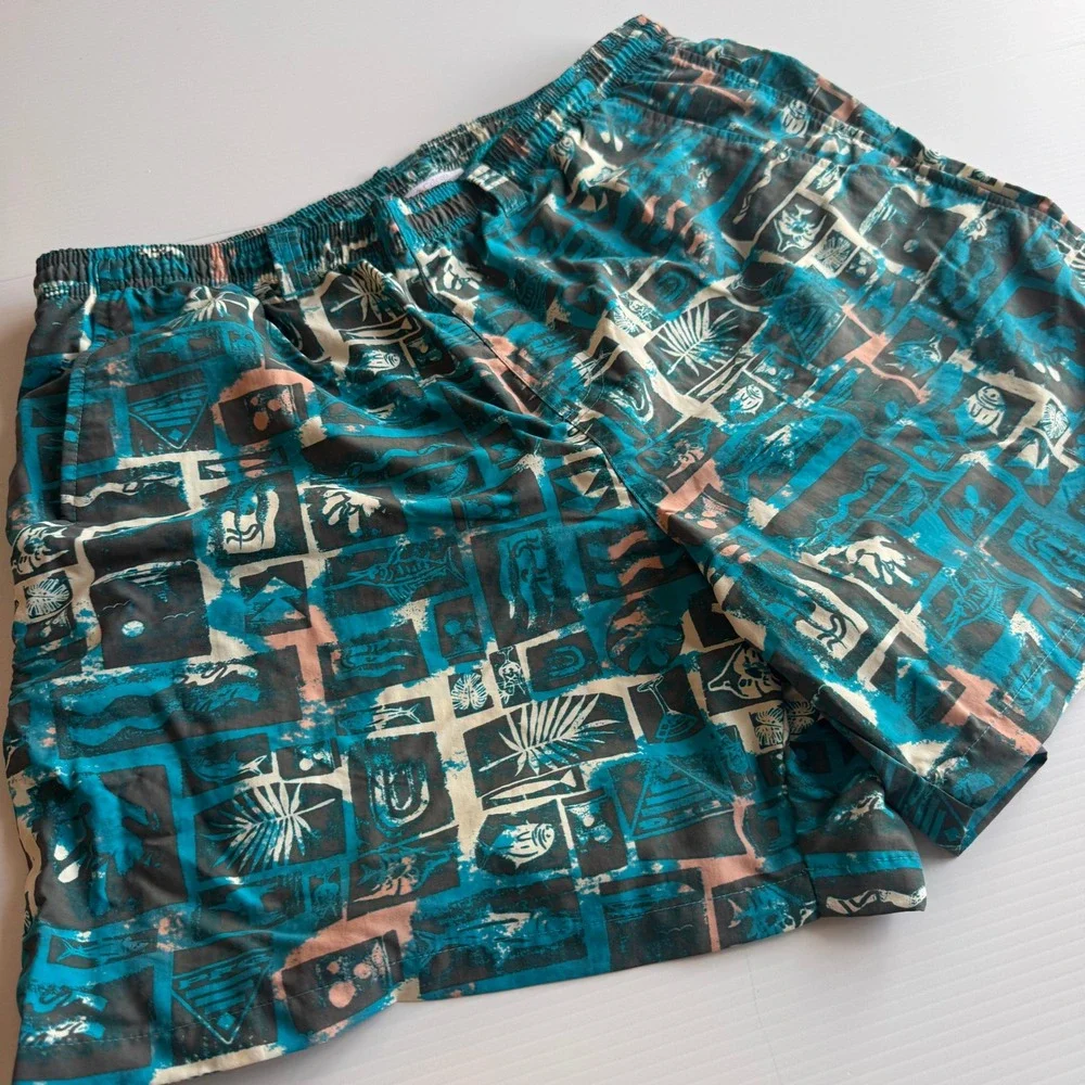 Columbia PFG Performance Fishing Gear Shorts Swim Trunks  L Teal ‎ Flora-bama
